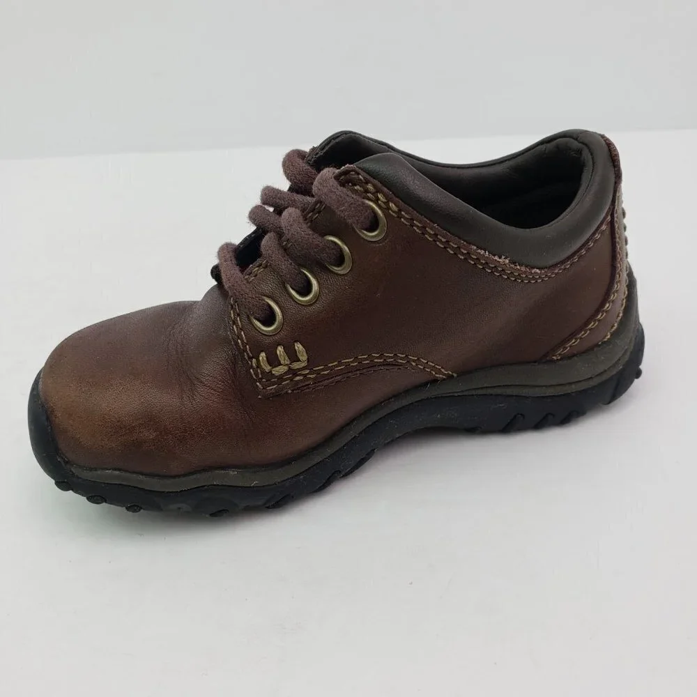 Timberland Baby Bot Size 7.5 Brown Leather Lace Up Casual Shoes 45832 0327